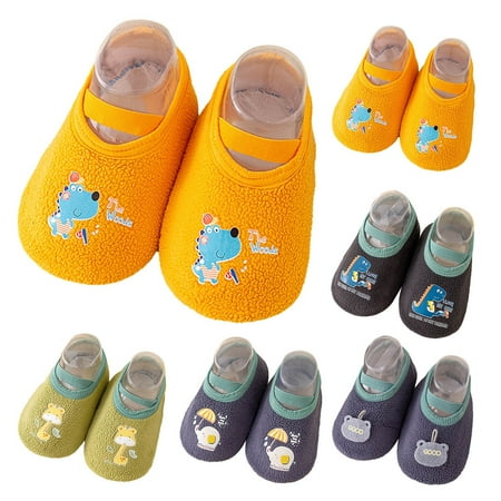 

Quealent Booties Baby Boys Girls Soft Plush Slippers Cartoon Toddler Warm Winter House Shoes Black 12 Months