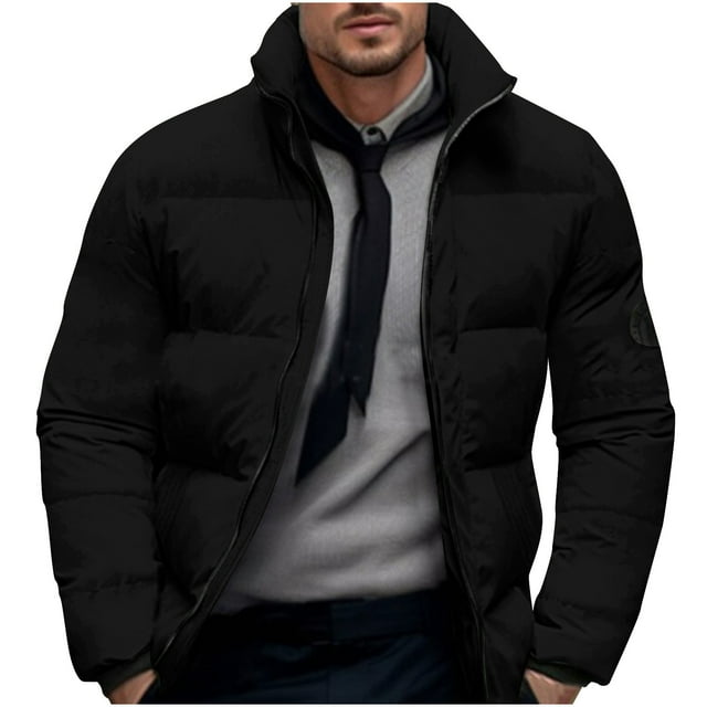 Black Ripped Distressed Basic Casual for Man Fall Winter Long Sleeve Padded Jacket Outfits Man 2025 Clothes M