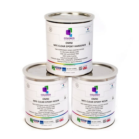 Coloredepoxies 10002 Clear Epoxy Resin Coating 100% Solids, High Gloss For Garage Floors, Basements, Concrete and