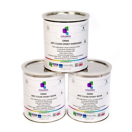 Coloredepoxies 10002 Clear Epoxy Resin Coating 100% Solids, High Gloss For Garage Floors, Basements, Concrete and (Best Way To Clean Epoxy Garage Floor)