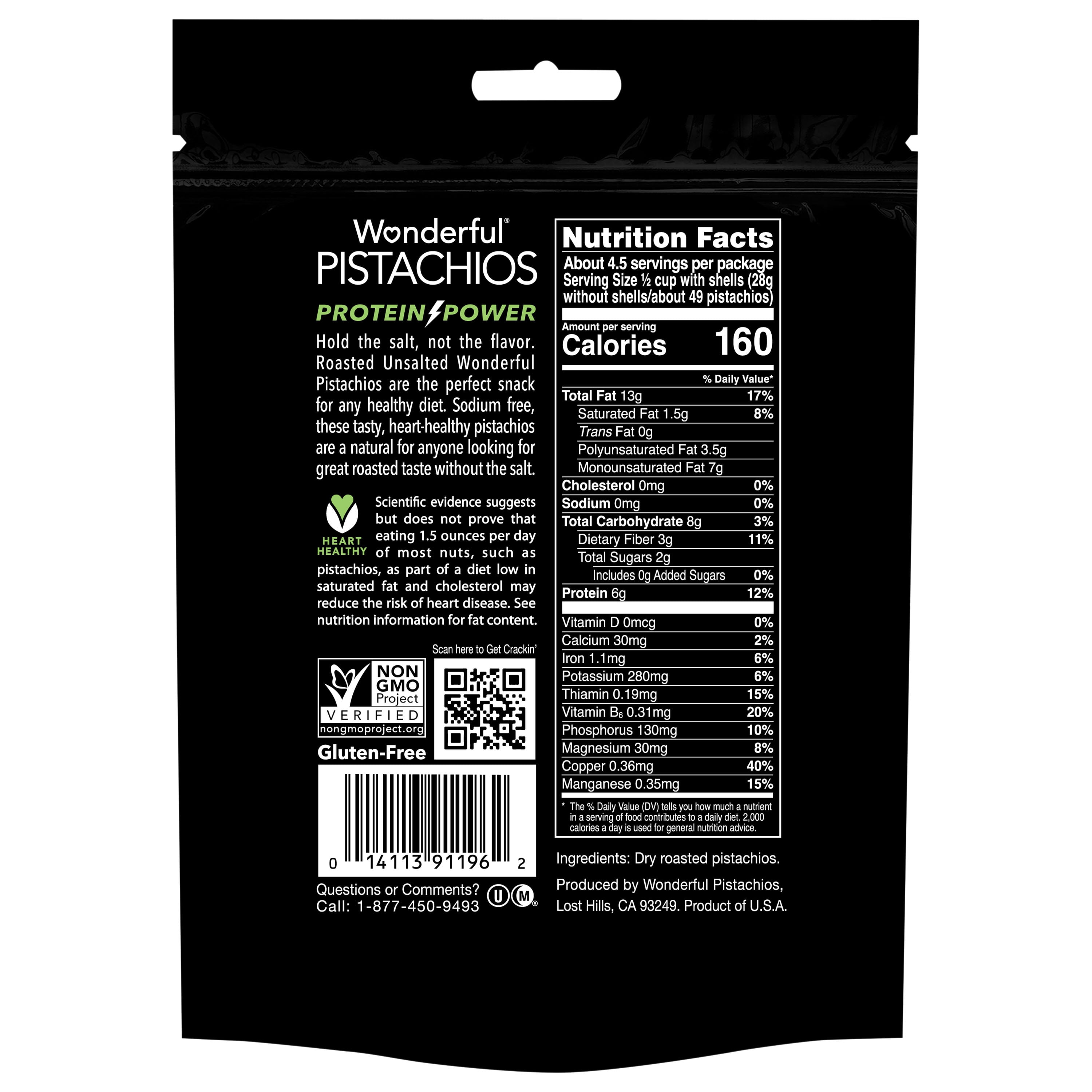 (7 pack) Wonderful Pistachios In-Shell Unsalted Nuts, 8 Ounce Resealable Bag