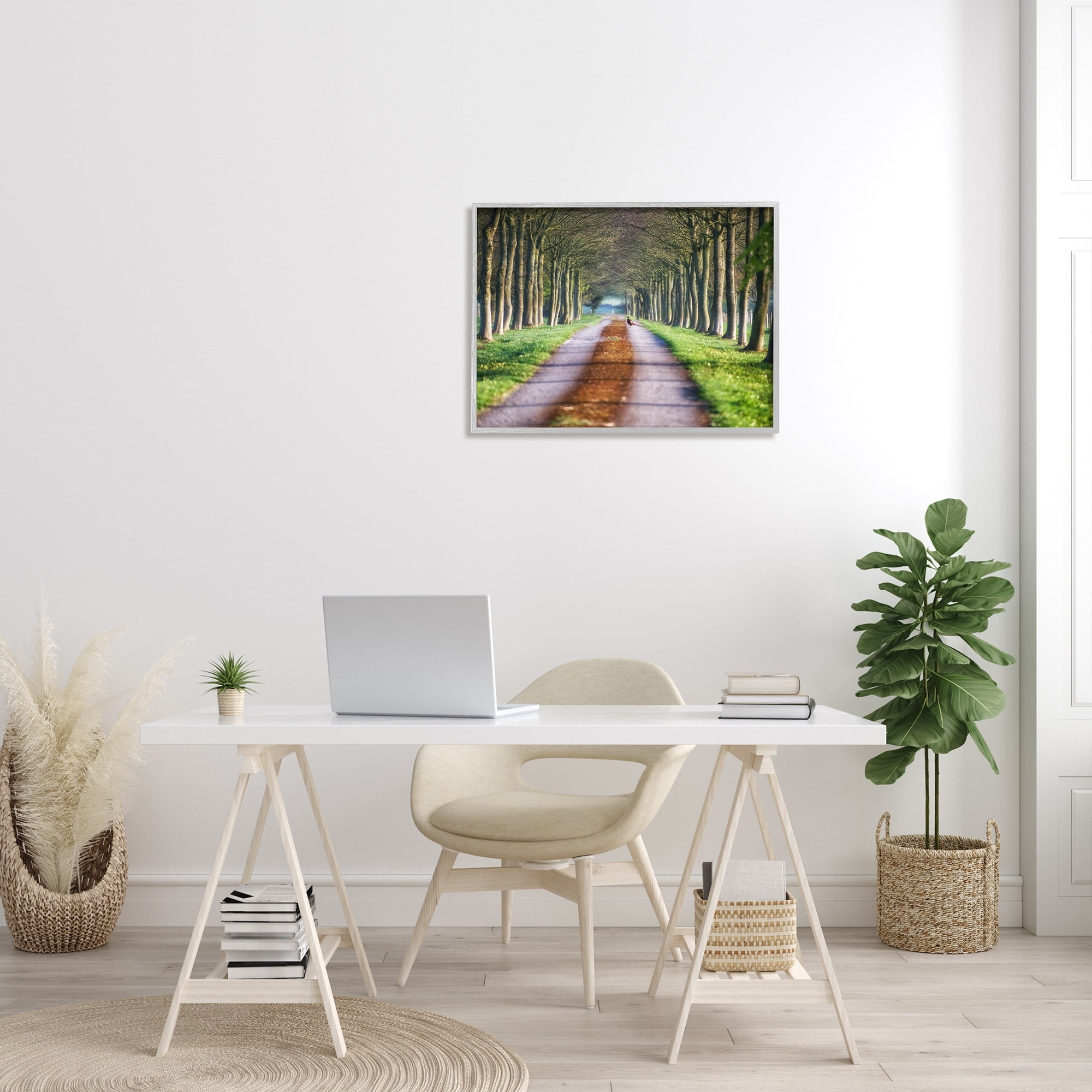 Stupell Industries Aligned Trees Along Orchard Path Nature Tunnel Photograph Gray Framed Art Print Wall Art, Design by James Dobson