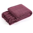 thumbnail image 5 of Throw Blanket for Couch Soft Knitted Textured Couch Cover Purple Tweed Blanket with Fringe Tassel for Home Décor Bed Sofa Chair, 60" x 80", Crushed Berry, 5 of 7