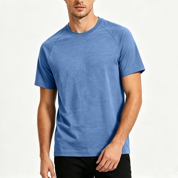 Kalauyu Men's Summer Short Sleeve T Shirts Round Neck Casual Loose Tops Soft Breathable Lightweight Daily Workout Tops