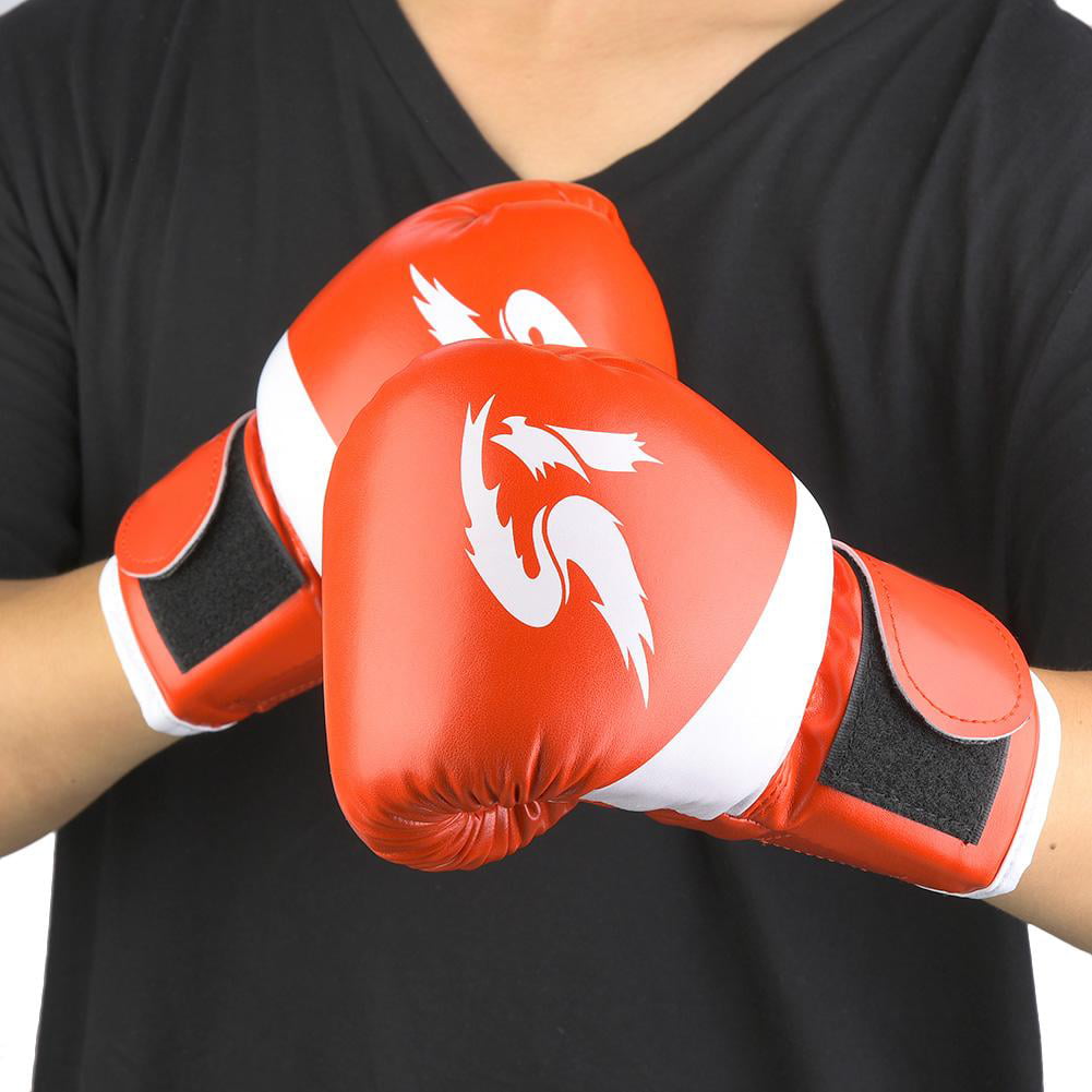 Red DERCLIVE One Pair PU Leather Children Boxing Gloves Kids Sandbag Punching Sparring Training Mitts 