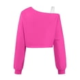 thumbnail image 3 of Girls Off Shoulder Sweatshirt Asymmetrical Long Sleeve Cute Crop Top for Kids, 3 of 5