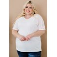 thumbnail image 4 of POGLIP Women's White White White Striped Raglan Sleeve Plus Size Tee, 4 of 6