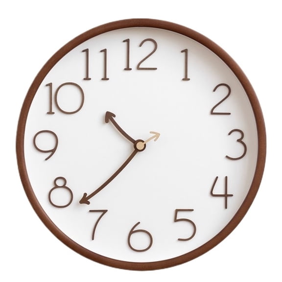 Solid Wood Wall Clock Large Digital Display Silent Operation Battery Powered