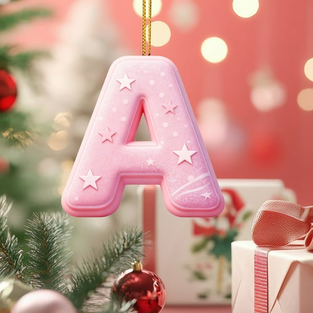 Adornos navideños con trampa de luz acrílica, serie Alfabeto 26, mochila acrílica 2D, colgante para coche, adorno decorativo, decoración de jardín, decoración navideña y de Halloween.