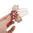 thumbnail image 3 of 1 Pc Women Three Flowers Hair Insert Comb for Straight Thick Wavy Curly Hair Red Alloy Rhinestone, 3 of 3