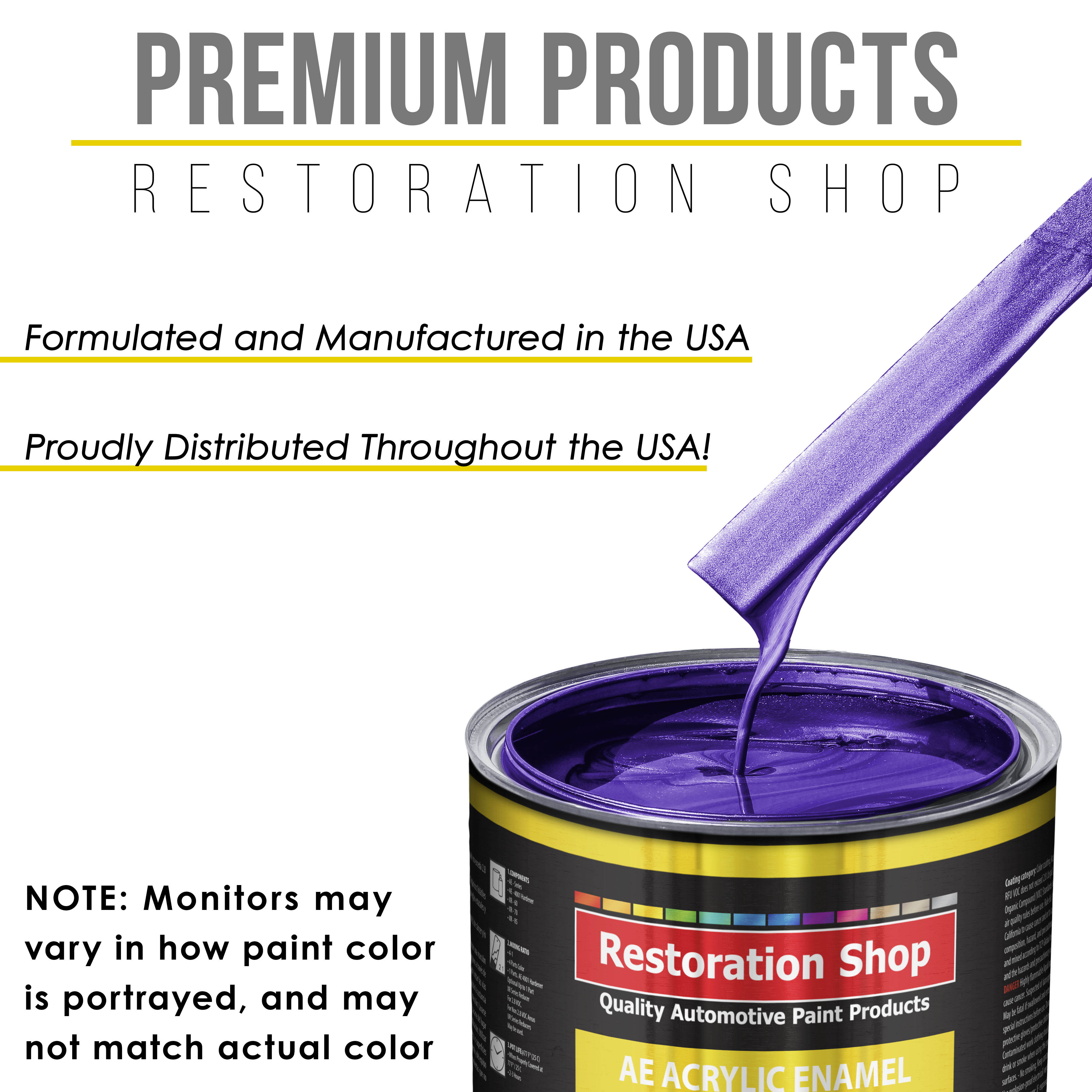 Restoration Shop Firemist Purple Acrylic Enamel Auto Paint - Gallon Paint Color Only - Single Stage High Gloss