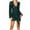 002 Green, variant on Womens V-Neck Sparkly Sequin Mini Dress Club Party Long Sleeve Shorts Dresses Glitters Ruched Dresses With Belt