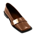 thumbnail image 2 of Women's Vintage Flat Loafers, Soft Cushioned Insole, Low Block Heel, Durable Rubber Outsole, Slip-On Comfort, Wide Toe Room, Casual Office Walking Shoes Brown G, 2 of 7