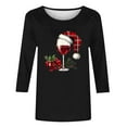 thumbnail image 4 of Fewfanhot Women Fall Clothes Casual Round Neck Sweatshirt Christmas GlassLong Sleeve Shirts Loose Soft Pullover Shirts, 4 of 4