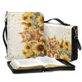 thumbnail image 3 of FOR U DESIGNS Sunflower Cat Bible Bags for Women Tote Reusable PU Leather Bible Case with Adjustable Strap Bible Study Tote Bag Personalized Book Organizer Bag for Bible Study Religious Size L, 3 of 7