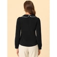 thumbnail image 4 of Blusa de Gasa Allegra K Casual con cuello Peter Pan de Manga Larga y botones Decorativos Negro M, 4 of 6
