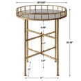 thumbnail image 4 of Bowery Hill 20" Round Contemporary Metal Accent End Table w/ Mirror Top in Gold, 4 of 4