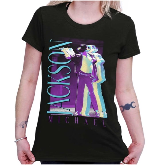 Michael Jackson MJ Dance Glitch Womens Slim Fit Graphic Tee Brisco Brands S