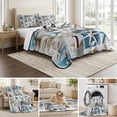 thumbnail image 6 of Twin XL Quilt Set 68''x98'', Coastal Lightweight Summer Bedspread Coverlet Set with 2 Pillow Shams, Summer Beach Starfish Nautical Sea Shell Breathable All Season Quilt Bedding for Dorm/Guest Room, 6 of 9