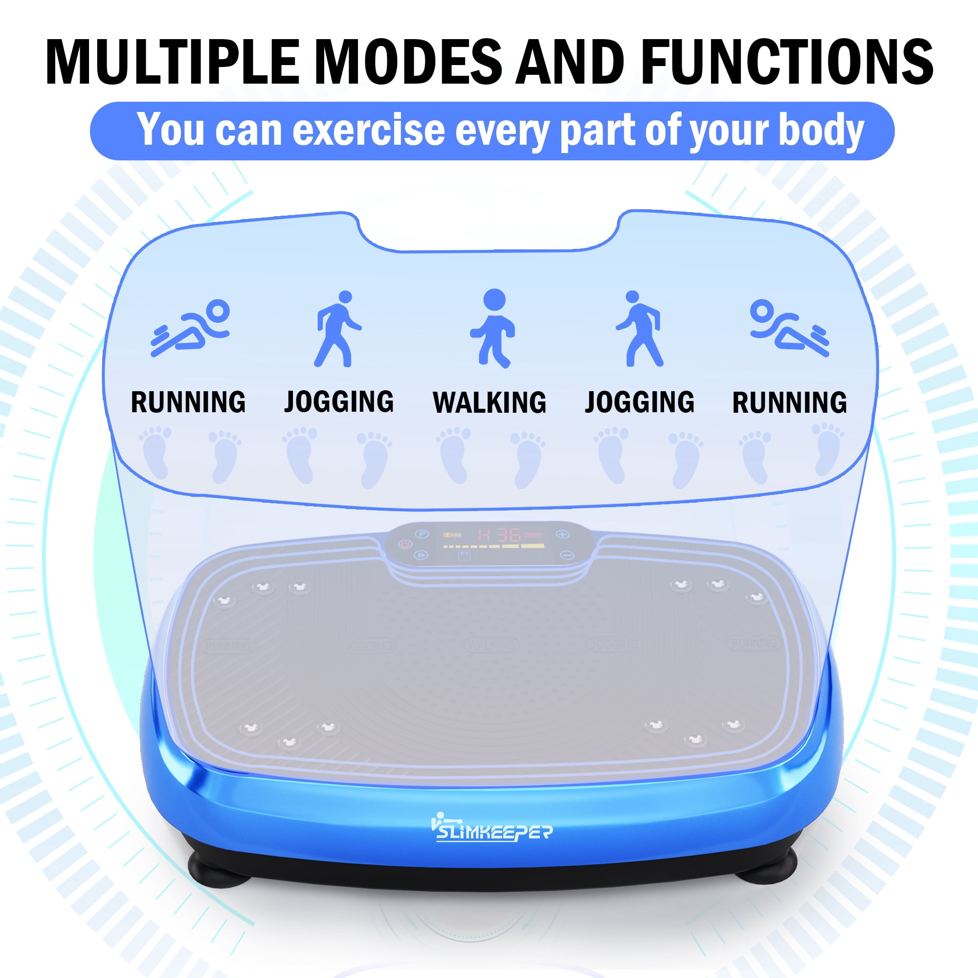 SLIMKEEPER Vibration Plate Exercise Machine for Home Fitness & Whole Body Workout, 330 Lbs Capacity, with 2 Loops, 5 Resistance Bands & Remote Control