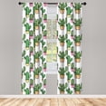 thumbnail image 3 of Ambesonne Cactus Curtains, Cartoon Succulent Flowers, Pair of 28"x84", Peach Pink Green, 3 of 5