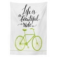 thumbnail image 3 of Ambesonne Bicycle Tablecloth, Life is a Bike Ride Letting with Words Print and Pastel Colored Unique Bicycle Vintage Graphic Design, Dining Room Kitchen Rectangular Table Cover, 60" X 84", Green Black, 3 of 4