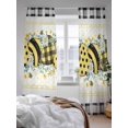 thumbnail image 3 of Sheer Curtains 96 Inches Long 2 Panels Set for Living Room, Bee Daisy Semi Sheer Curtains for Windows, Eucalyptus Leaves Botanical Love Plaid Voile Window Treatments Rod Pocket Curtain, 3 of 7