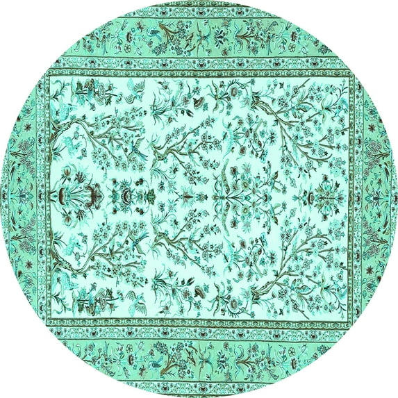 Ahgly Company Indoor Round Persian Turquoise Blue Traditional Area Rugs, 8' Round