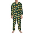 thumbnail image 3 of Picia Snails And Butterfies Pattern Men’s Long-Sleeve Sleepwear Set - Soft 2-Piece Loungewear with Pockets, Comfy PJs for Relaxing Nights-X-Large, 3 of 7