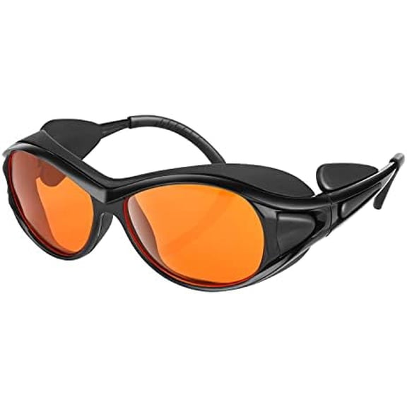 Professional UV Light Safety Glasses for 90nm-490nm wavelength UV lamps, UVC protective glasses, blocking blue light , Anti-Fatigue Anti Glare, shatterproof, anti-scratch and anti-fog, orange lenses