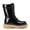 BLACK, variant on Women's Platform Chunky Lug Sole Lace Up Leather Boots, Mid Calf Boots Outlet