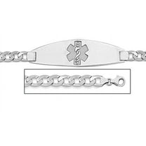 14K White Gold Medical ID Bracelet W/ Curb Chain with Enamel - 7-1/2 Inch