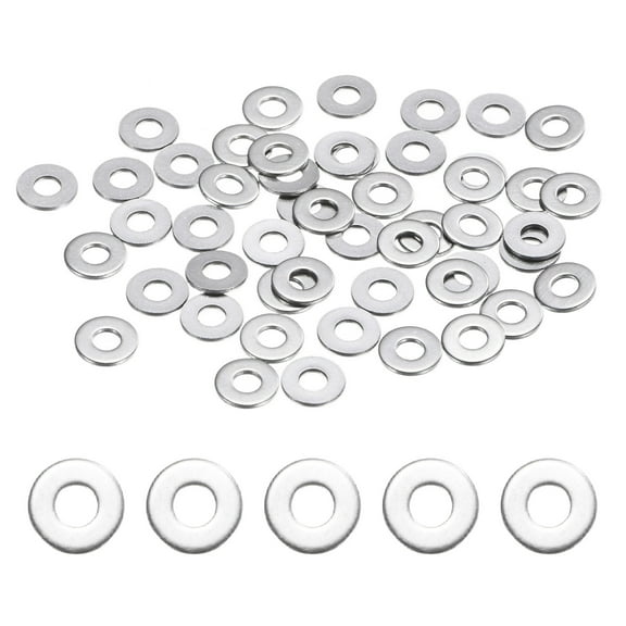 Uxcell 50-Pack 6# Flat Washers, 3/8" OD 304 Stainless Steel Washers for Bolts Screws Nuts[Silver]