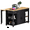 Black, variant on Kitchen Island with Extendable Table and Power Outlet, Wood Kitchen Rolling Cart with 2 Drawers & 2 Cabinets, Internal Storage Rack and Adjustable Shelf, Black