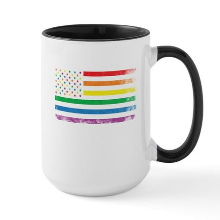 

CafePress - Rainbow American Flag Mugs - 15 oz Ceramic Large Mug