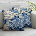 thumbnail image 3 of Nawypu  Chinoiserie Pillow Covers Honshu Peony Flower Cushion Cover Blue and Beige Asian Pillow Case Eurosham Accent Toss Pillowcase Rustic Decor for Sofa Living Room Bedroom, 3 of 5