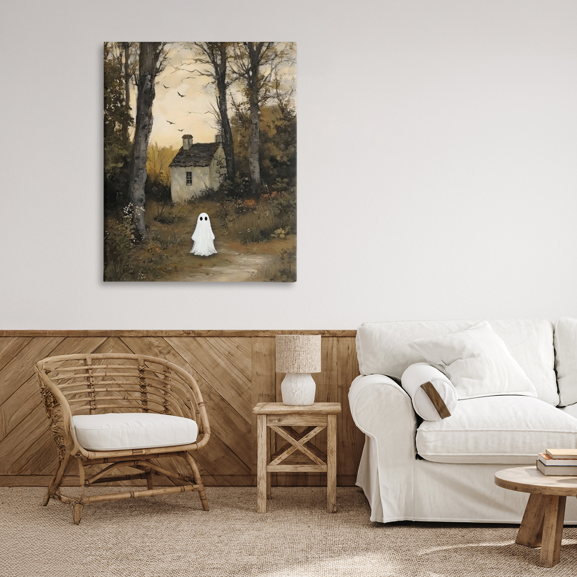 Little Ghost in Cottage Forest Canvas Wall Art, design by Arlington Prints