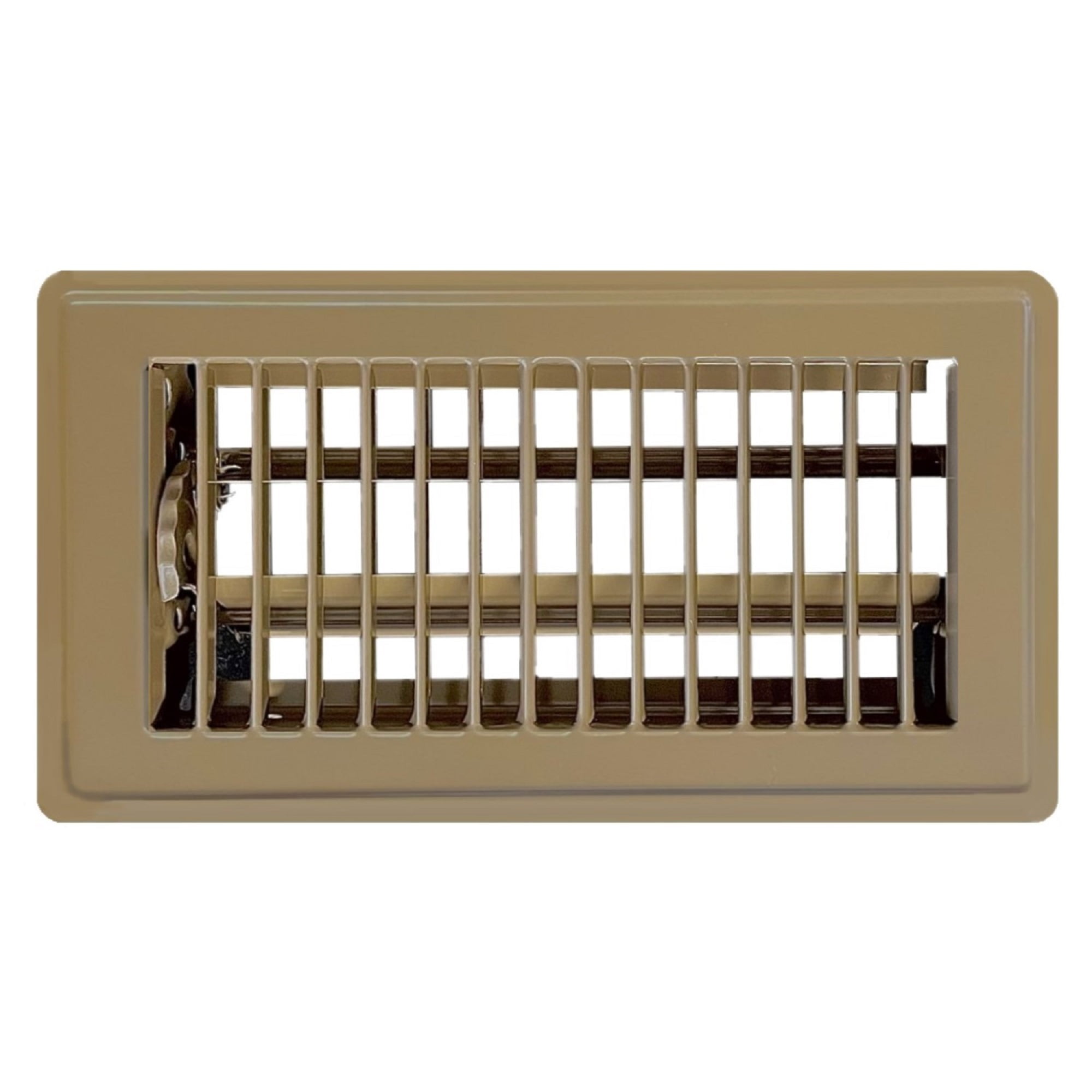 4in x 8in Basic Brown Metal Heating and Cooling Floor Louvered Register (2 PACK) - Overall Dimensions 5 1/2in x 9 1/2in