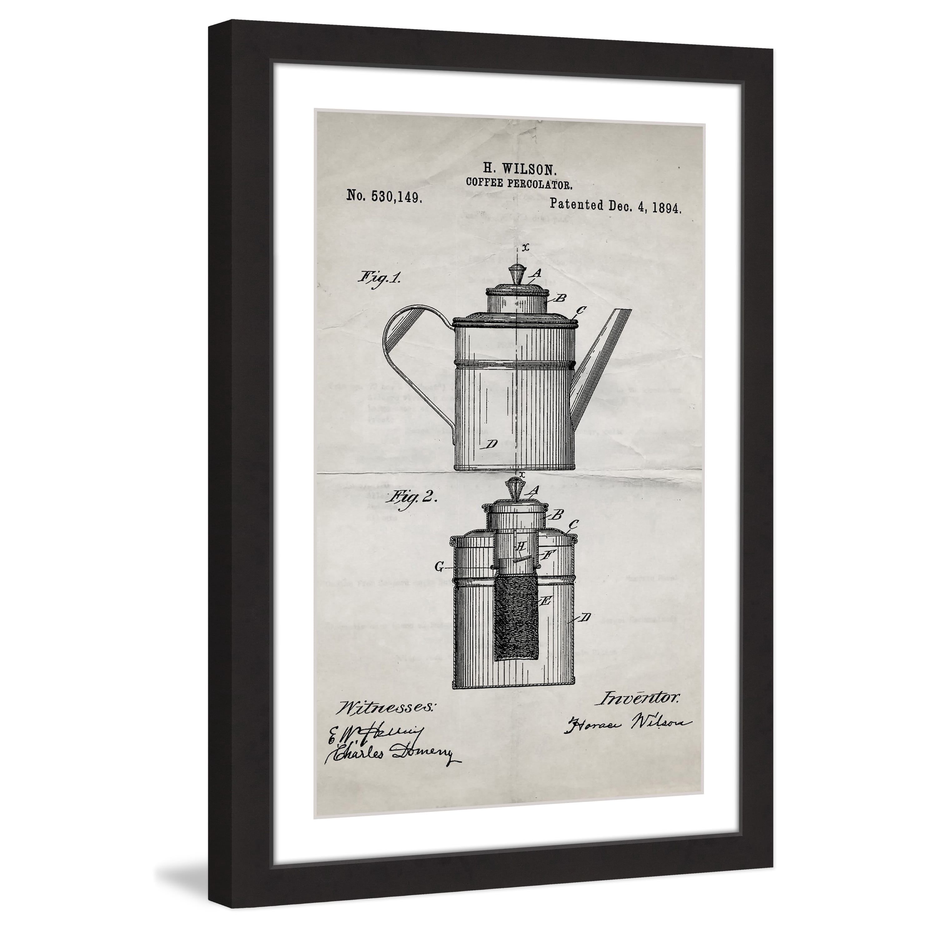 "Percolator 1894 Old Paper" Framed Painting Print