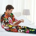 thumbnail image 6 of Naloa Summer Birds and Flowers Men’s Pajamas Set - Long Sleeve Button Down Sleep Shirt and Pajama Bottoms Sleepwear Set-, 6 of 7