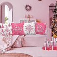 thumbnail image 2 of Lanpn White and Pink Christmas Cushion Covers 50x50 Set of 4, Decorative Xmas Throw Covers Pillow Cases 20x20 for Home Bedroom Room Holiday Couch Deco, 2 of 5