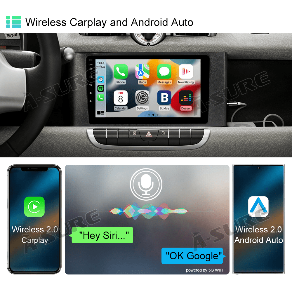 For Smart Fortwo 451 2011-2015 Carplay Stereo Radio Android