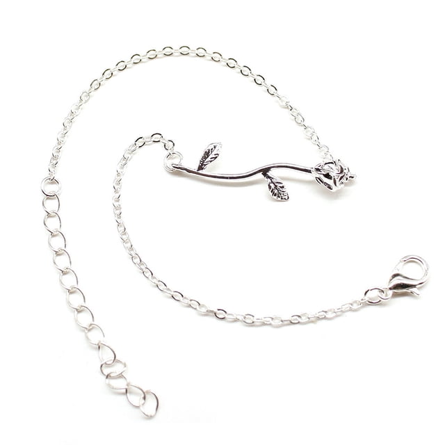 Pulseras de tobillo Sonducket Decoraciones de rosas Plata