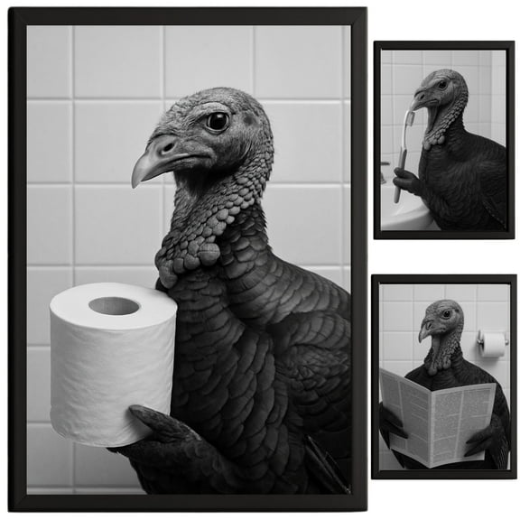 Turkey Bathroom Decor Wall Art Farmhouse Photo Picture Set 3pk 8.5x11 TheNameStore