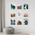 thumbnail image 3 of PixonSign Framed Canvas Print Wall Art Set - Rustic Mountain & Lake Poster Arts - Set of 9 Nature Wilderness Botanical & Animal Photography Wall Décor for Room Decoration - 8"x10" White, 3 of 5