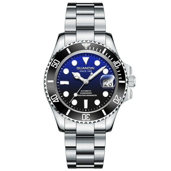 GUANQIN Vintage Japanese Automatic Self-Winding Mechanical Men Wrist Watch Business Stainless Steel Sapphire Crystal 100m Waterproof Man Clock Luminous Date
