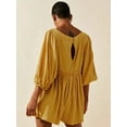 thumbnail image 2 of Franhais Women's Summer Shorts Rompers Solid Color Long Sleeve Boat Neck Loose Playsuit for Beach, 2 of 5