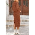 thumbnail image 3 of PRETTYGARDEN Women's 2 Piece Sets Lounge Striped Sweater Fall Casual Long Sleeve Knit Midi Skirts Matching Travel Outfits, 3 of 7