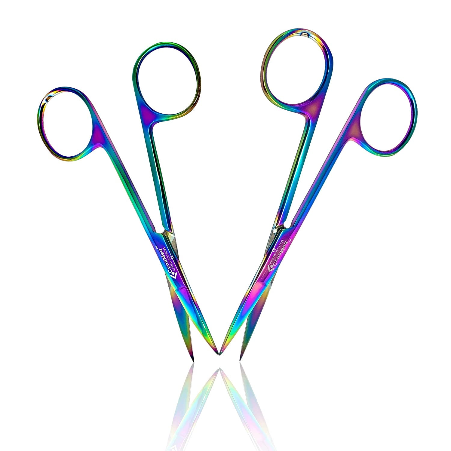 Set of 4 4.5 in. Stitch Scissors with Multicolor/Rainbow Titanium Coating