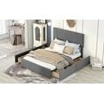 thumbnail image 5 of Queen Size Upholstery Platform Bed with Four Drawers on Two Sides, Adjustable Headboard, Grey, 5 of 9